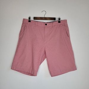 J Crew Mens Club Shorts 36 Small Pink/Red Plaid 100% Cotton Chino